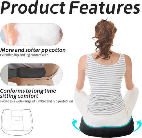 runfider Car Booster Thick Height Adjustable Seat Cushion with Breathable Mesh Cover, Portable Seat Cushion