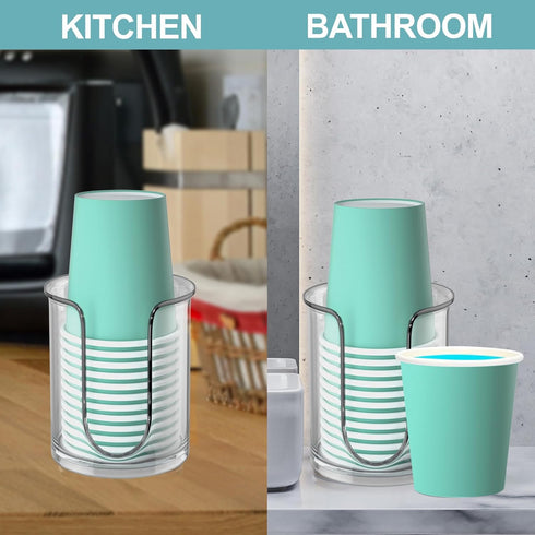 Bathroom Cup Dispenser, 5 oz Countertop, 2 Pack Mouthwash Cup Holder for Bathroom, Small Disposable Cup Holder