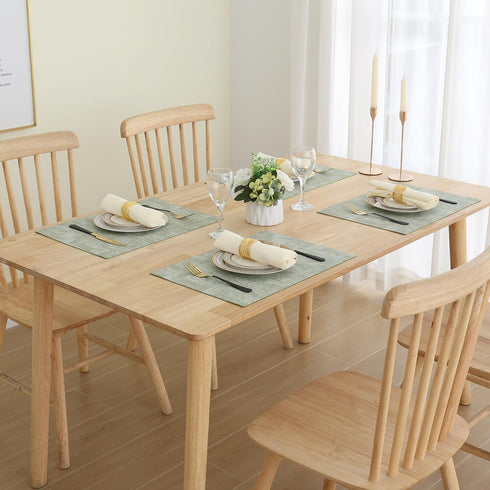 Homaxy Faux Leather Heat Resistant Placemats for Dining Table Set of 8, Waterproof Wipeable Washable PU Table Mats,