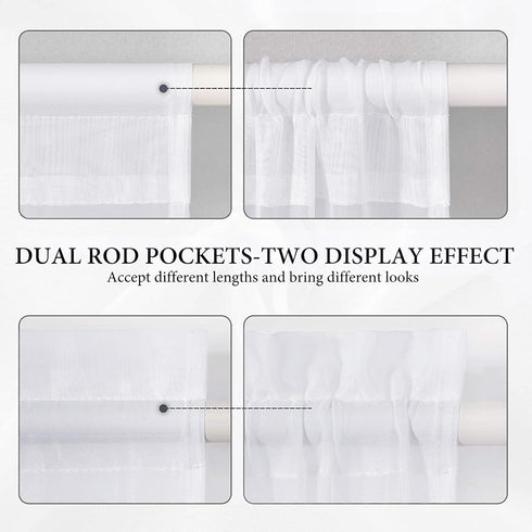 MIULEE 25 x 40 Inches Sidelight Sheer French Door Curtains, Light Filtering Window Treatment with Tieback - 2 Panels,