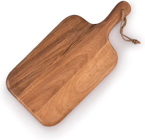 Samhita Acacia Wood Cutting Board, 15" x 7", for Meat, Cheese, Bread, Vegetables & Fruits, with Grip Handle