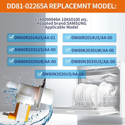 DD81-02265A / DD82-01588A Water Inlet Valve for Samsung Dishwasher