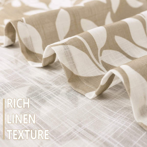 Treatmentex Leaf Valance Window Curtain, Kitchen Basement Bedroom, 52" W x 15" L, Taupe and White 1 Panel