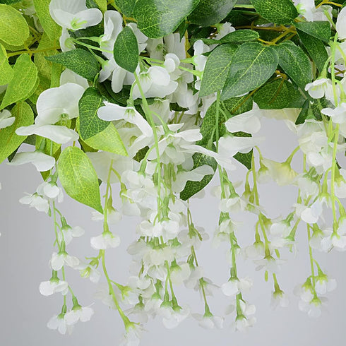 CLONG 5pack Wisteria Garland Flower Garland, Artificial Flowers, Total 33ft, White