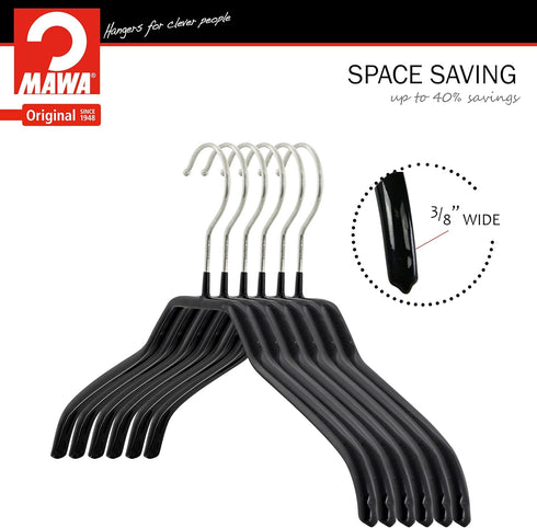 MAWA by Reston Lloyd Silhouette Series Non-Slip Coated Steel Clothes Hanger for Shirts and Dresses, Style 41/F, Set of