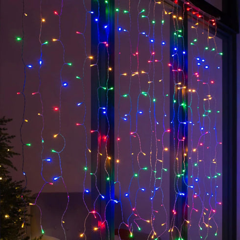 300 8 Dazzle Bright LED Curtain String Lights, Christmas Fairy Lights for Bedroom with Lighting Modes, Connectable