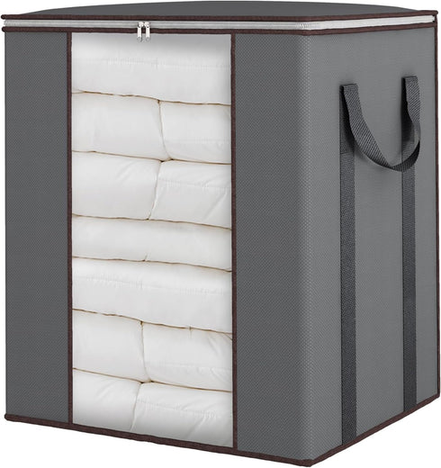 Fixwal Extra Large Blanket Storage Bags, 120L Comforter Storage Bags with Reinforced Handles, Grey