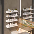 4 Pack 12 Inch 4 Pack) Acrylic Floating Shelves, Glossy White Scalloped Edge Wall Mounted Floating Shelves, Invisible