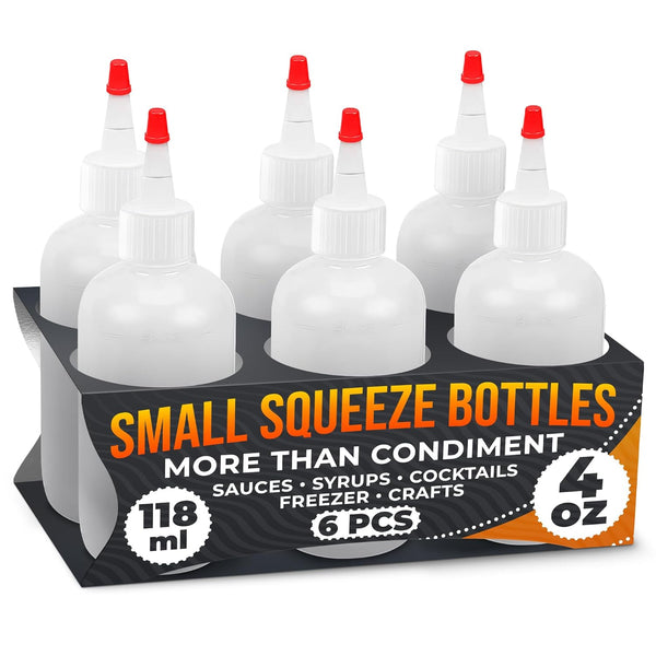 6-Pack Squeeze Bottles for Liquids 4 oz with Scale No-Mess Dispensing |