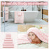 6 Set Kinlop Pcs Checkered Bath Towels Coral Washcloth Soft Fleece Quick Dry Patterned Hand Towel for Bathroom Back