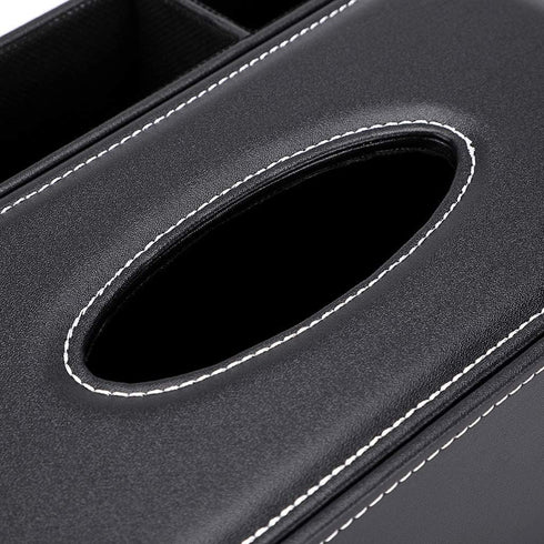 PU Leather Tissue Box Cover, Multifunctional Holder with Stationery Remote Control Box, Elegant Home Napkin Holder