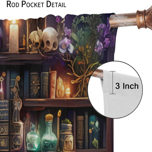 45" 42" Bookshelf Skull Blackout Curtains for Bedroom Living Room, Gothic Library Candles Book Floral Thermal Insulated