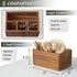 Utensil Caddy - Acacia Wood Silverware Holder, Silverware Organizer for Countertop, Cutlery Storage Containers for