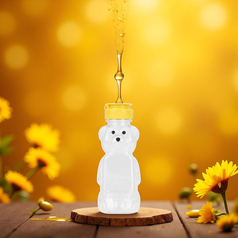 Generic 8 Oz Plastic Bear Honey Bottle Jars, Empty Honey Squeeze Bottle with Flip-top Lid for Storing and Dispensing