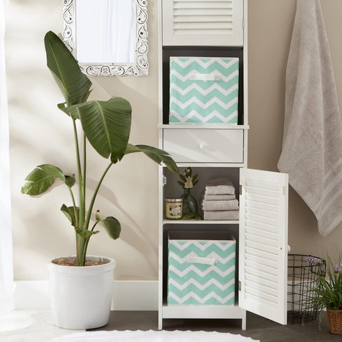 DII Non Woven Polyester Storage Bin, Chevron Aqua, Small Set of 2