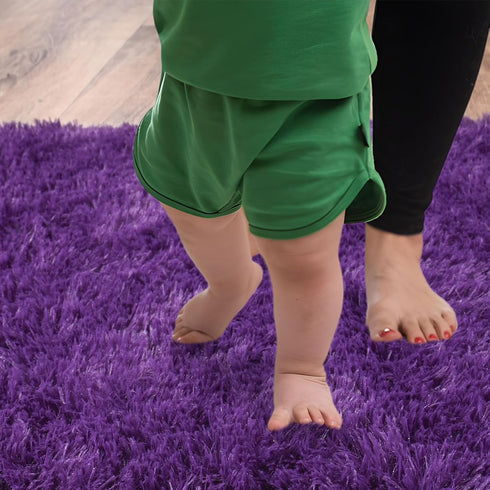 Soft Runner Rugs for Bedroom Hallways, 2x6 Purple Fluffy Shag Non-Slip Area Rug for Living Room