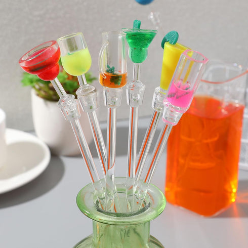 Cabilock 10pcs Cocktail Mixing Sticks, Glass Stirring Rod Cocktail Swizzle Stirrer Sticks for Home Kitchen Bar Party