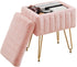 18.9H 16L 12.2W 4 Sweetcrispy Vanity Stool Chair with Storage, x x Ottoman Chair Faux Fur Soft Padded Makeup Footstools