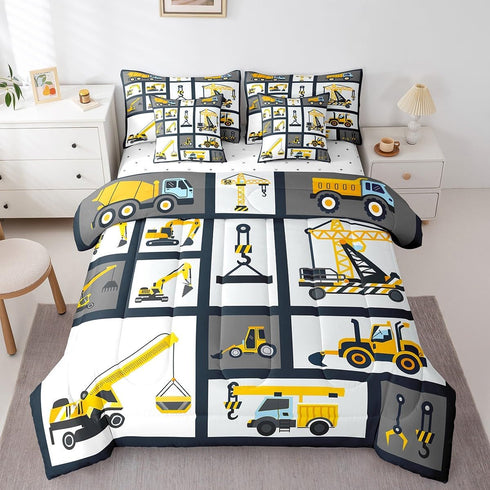Set 7 Set Set Feelyou Kids Construction Comforter Full Size Pcs Boys Construction Site Cars Comforter Bed in a Bag