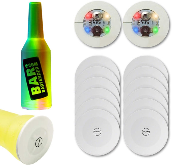 12Pcs LED Coaster, LED Sticker Lights, Cup Holder Lights for Wine, Liquor Bottle, Colorful Party Sparklers