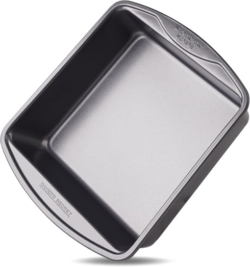 Baker's Secret Square Cake Pan, 8" Nonstick, Premium Food-Grade Coating, Carbon Steel Classic Collection