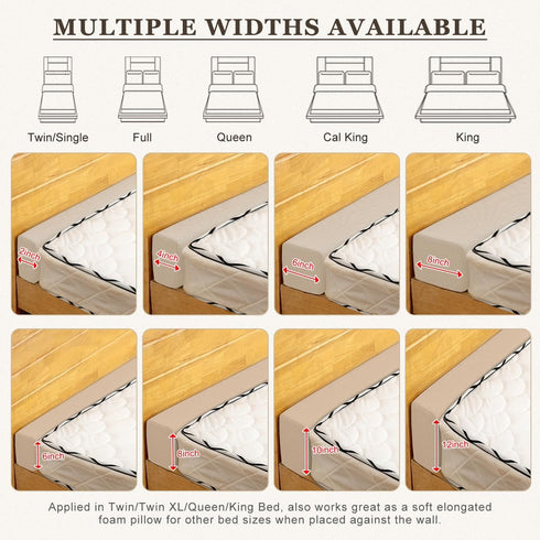 Cover(Beige-LxWxH-54 6 6in) Mattress Extender for Twin/Twin XL/Queen/King Bed, Bed Gap/Space/Crack Filler Between