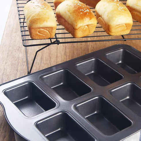 Beasea Mini Loaf Pan 8 Cavity, Nonstick Bakeware Square Bread Pan, Carbon Steel Mini Loaf Bread Pan Cake Pans for Baking Oven by Beasea