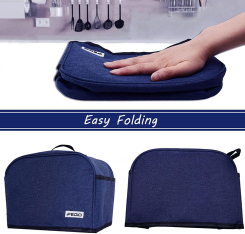 2 Slice Toaster Cover, Small Appliance Toaster Cover with Pockets, Washable, Blue