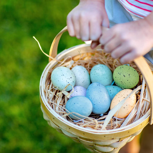 32 Winlyn Pcs Assorted Faux Foam Speckled Eggs - Decorative Pastel Eggs for DIY Easter Wreath, Centerpiece, Bowl