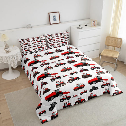 Set Set Set Erosebridal Red Tractor Comforter Twin Size Heavy Equipment Truck Down Comforter Kids Boys Girls Teens