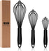 Dishwasher Safe Silicone Whisk Set of 3, Professional Kitchen Whisks for Cooking, Heat Resistant Balloon Egg Beater,
