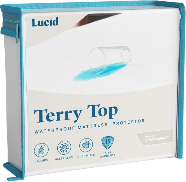 LUCID Premium Waterproof Mattress Protector, California King Size Fitted Sheet Style, Machine