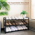3-Tier Closet Gonfoam Expandable Shoe Rack,Adjustable Shoe Shelf Storage Organizer Heavy Duty Metal Free Standing Shoe