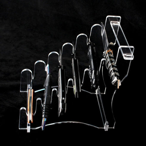 WANLIAN Knife Rack, 6 Tier Acrylic Countertop Knife Display Rack for Knife Storage and Display (Transparent)