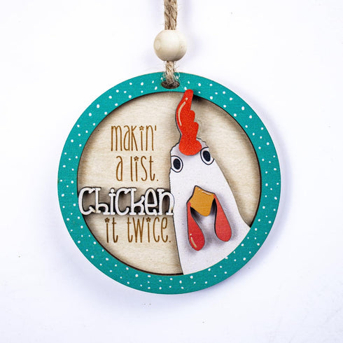 Wooden Christmas Ornaments - Chicken, Chicken Christmas Decorations for Tree
