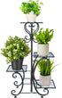 YisanCrafts 4 Tier Plant Stand Indoor Outdoor, Metal Plant Shelf Flower Pot Holder Display Racks - Wrought Iron Corner