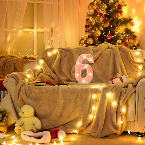 Marquee Numbers Light up LED, Pink Glitter Plastic Numbers Sign, Night Light Decor for Graduation Engagement Wedding