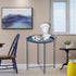 4 Garden you End Table Metal Side Table Blue Round Folding Tray Cyan Sofa Small Accent Fold-able Table, Round End Table