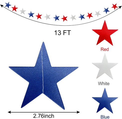 10 Pack 4th of July Decorations - 130Ft/330 Patriotic Star Streamers Banner Garland Hanging Independence Day Decor