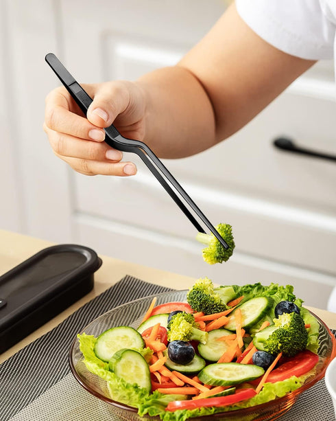 Fine Cooking Tweezers Set, 12 inch Professional Stainless Steel Tongs for Cooking, Plating, and BBQ