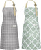 NLUS 2 Pack Kitchen Cooking Aprons: Adjustable Bib, Waterproof Chef Apron with 2 Pockets for Men & Women (Green