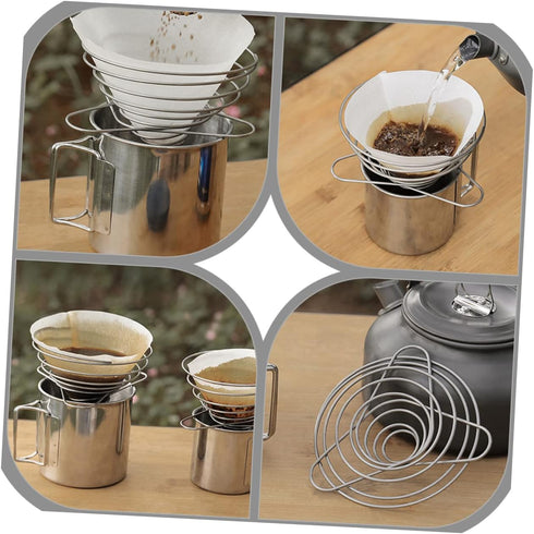 2pcs Folding Funnel Coffee Maker, Stainless Steel Hand Drip Coffee Strainer, DIY Coffee Dripper Filter
