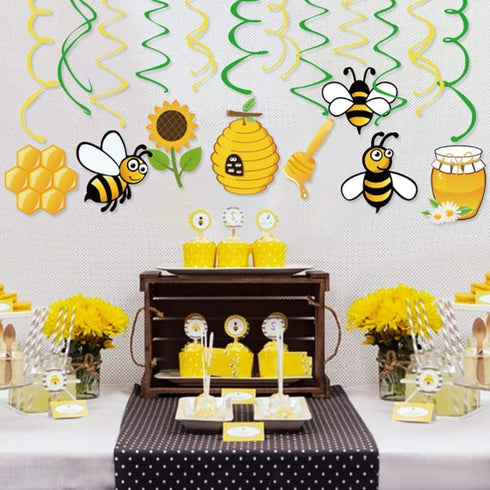 30Ct Bee Party Hanging Swirl Decorations for Garden Party, Fairy Party, Kids, Boys, Girls, Home, Classroom, Baby Shower