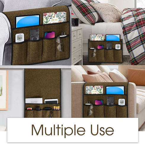 Joywell Armchair Caddy for Couch, Remote Control Holder, Non Slip Organizer with 6 Pocket Storage for Tablet, Phone