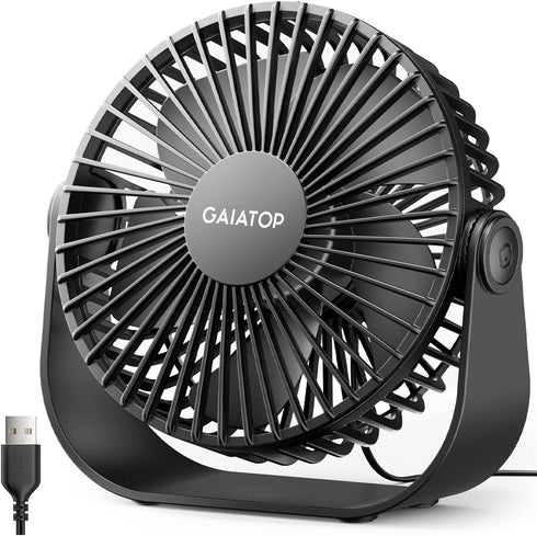 Gaiatop USB Desk Fan, 3 Speeds with Strong Airflow, 5.5 Inch Quiet Portable Table Fan for Home Office Travel