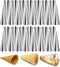 30pcs Non-Stick Stainless Steel Cream Horn Cones Tubes, Croissant Pastry Baking Moulds Set, Cannoli Form Roll Mold for