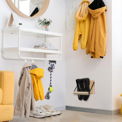 2 Hallway(9.84'' Mifoci Pcs Wall Mounted Shoe Rack Organizer Wooden Modern Compact Wall Space Saving Shoe Holder