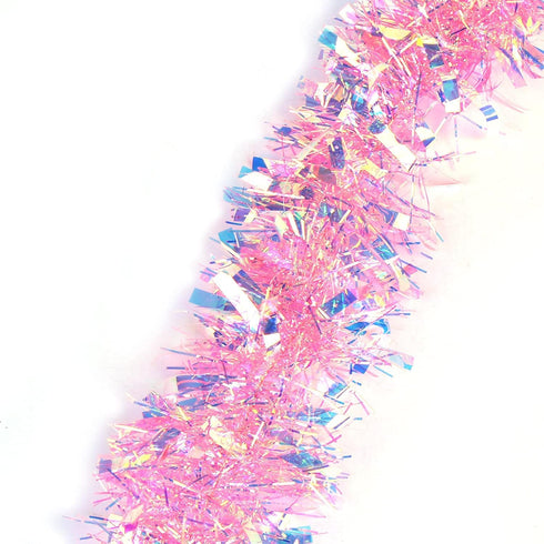 LOMIMOS 17 Ft Pink Glittering Tinsel Garland for Easter Christmas, Decoration for Party and Wedding Supplies