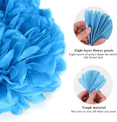 Binpeng Paper Pom Poms Hanging Paper Flower Ball Decorations for Party Birthday Celebrations (Black 6PCS)