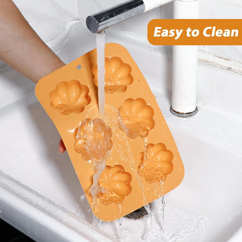 Webake Pumpkin Cake Mold, Silicone 3D Pumpkin Cupcake Pan for Baking Dessert, 2 PCS